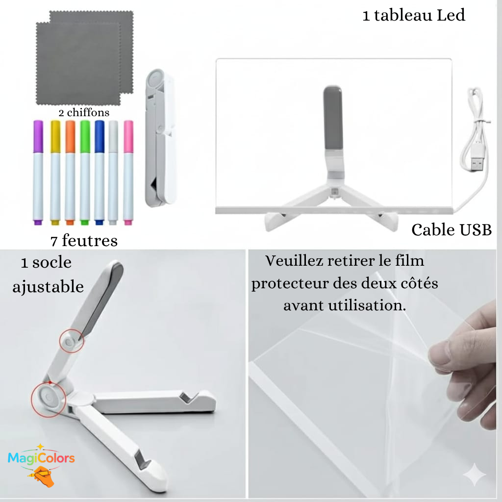 💫 MagiColors™ Tableau à dessin lumineux - Dessine avec la lumière, crée la magie !
